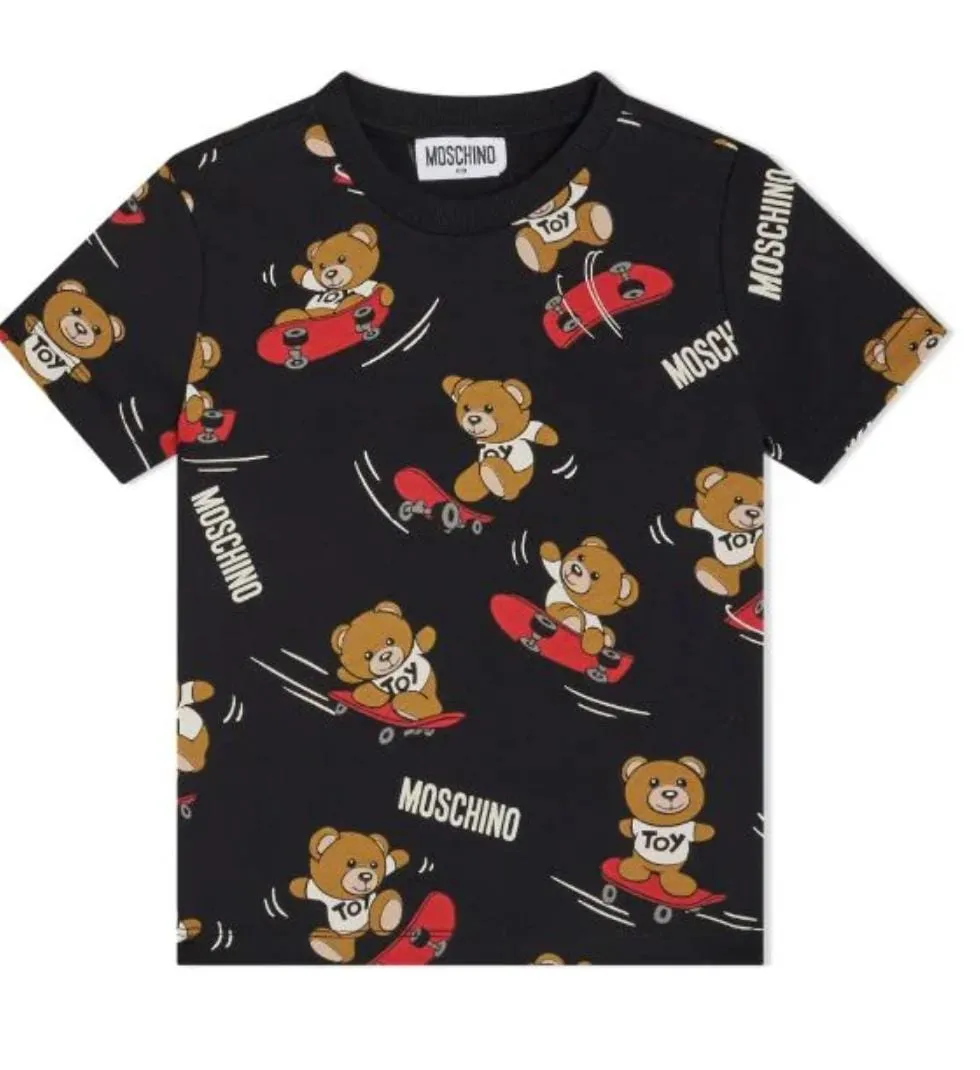 Moschino T-Shirt All Over Logo Skateboard Black