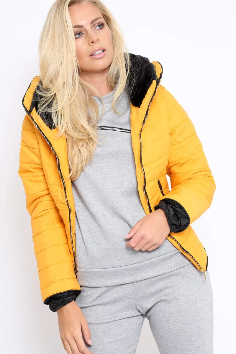 Mustard Padded Coat - Zara