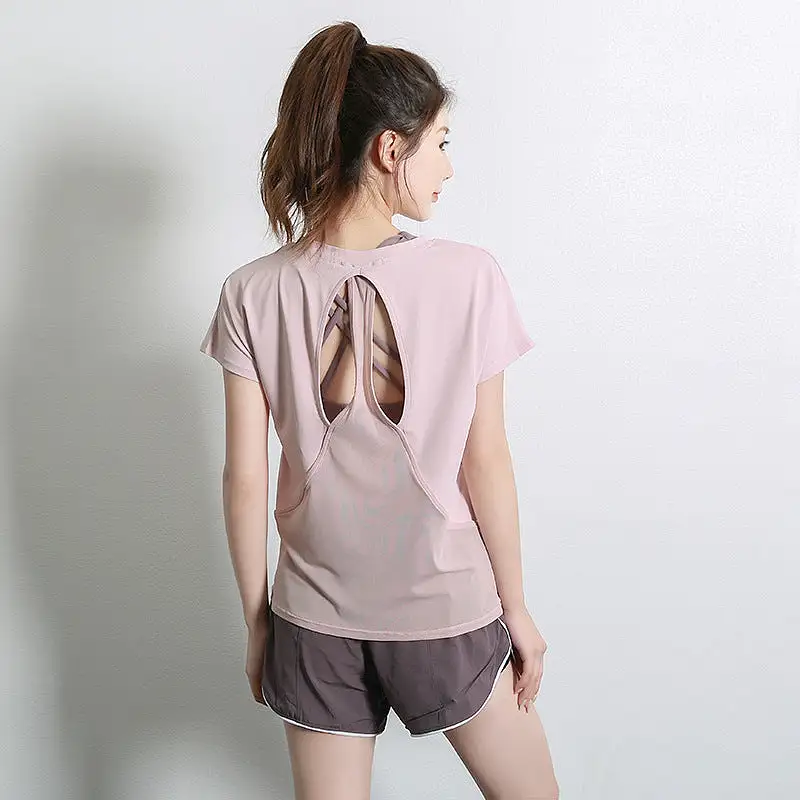 New sports short-sleeved backless quick-drying T-shirt