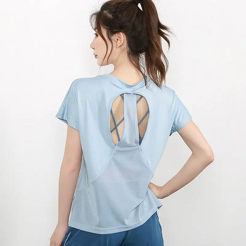 New sports short-sleeved backless quick-drying T-shirt