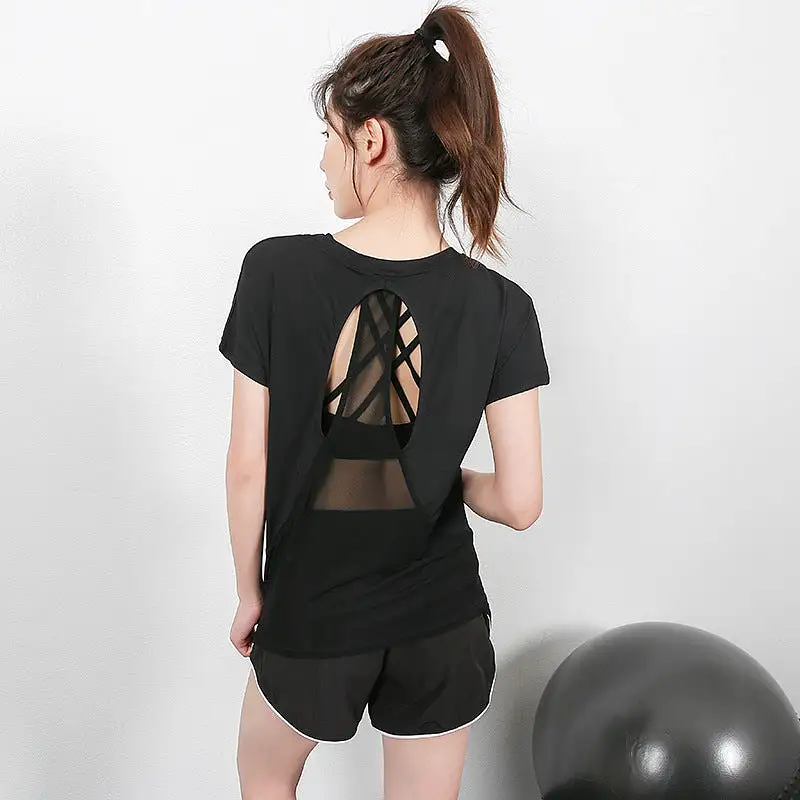 New sports short-sleeved backless quick-drying T-shirt