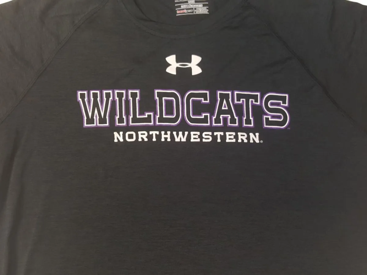 Northwestern Wildcats Under Armour Heatgear Mens Black Loose Fit SS T-Shirt (L)