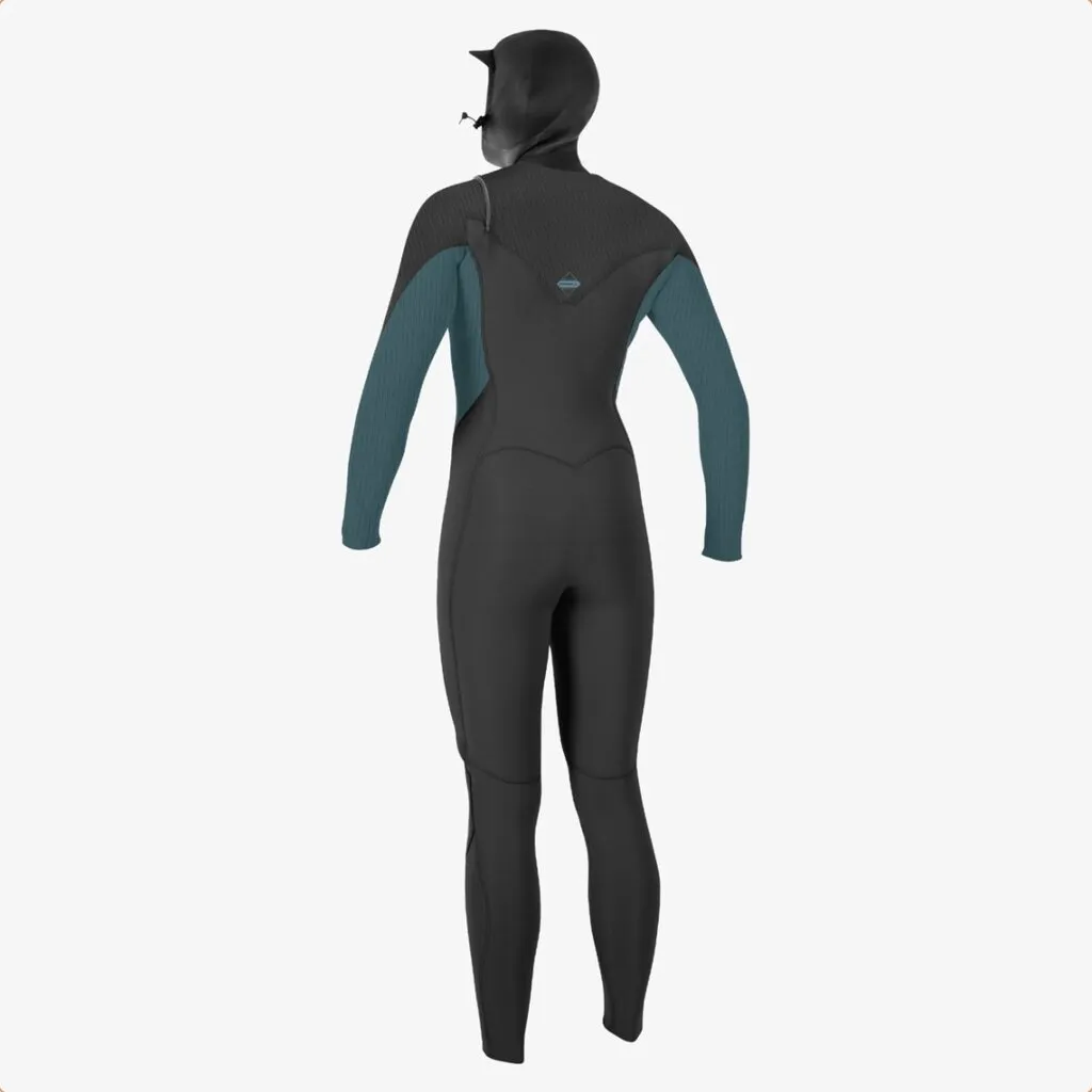 O'Neill Women's Hyperfreak 5/4+mm Chest Zip w/Hood Full Wetsuit Graphite Blue