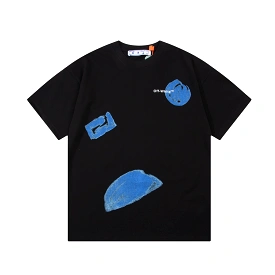 OFF-WHITE graffiti cloud arrow LOGO short-sleeved T-shirt Black 12.12