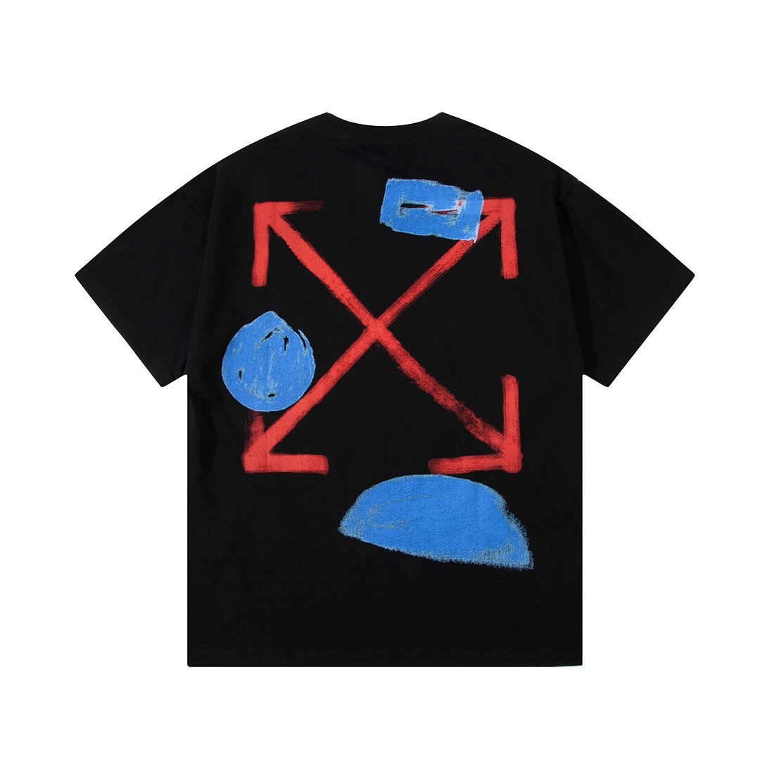 OFF-WHITE graffiti cloud arrow LOGO short-sleeved T-shirt Black 12.12