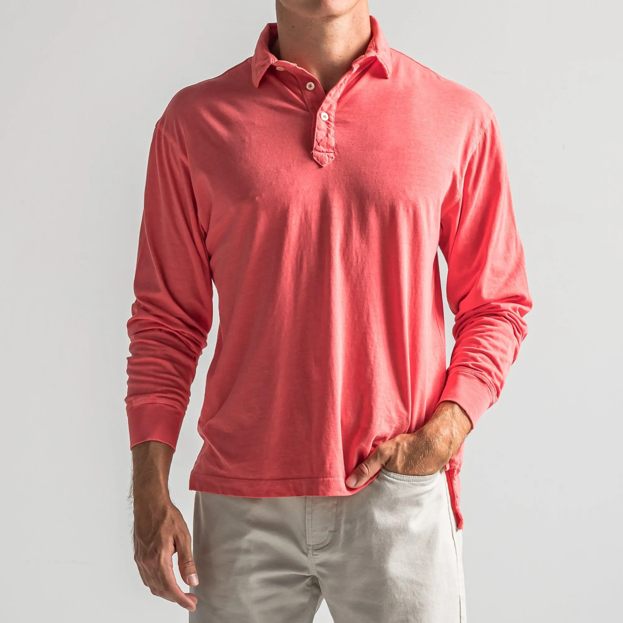 Perry Long Sleeve Polo - Red