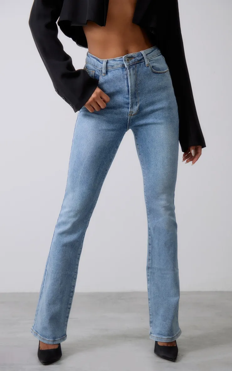 Plt Label Light Wash Stretch Mid Rise Slim Jeans