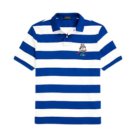 Polo Ralph Lauren Classic Fit Polo Bear Mesh Polo Shirt (Blue Stripe)