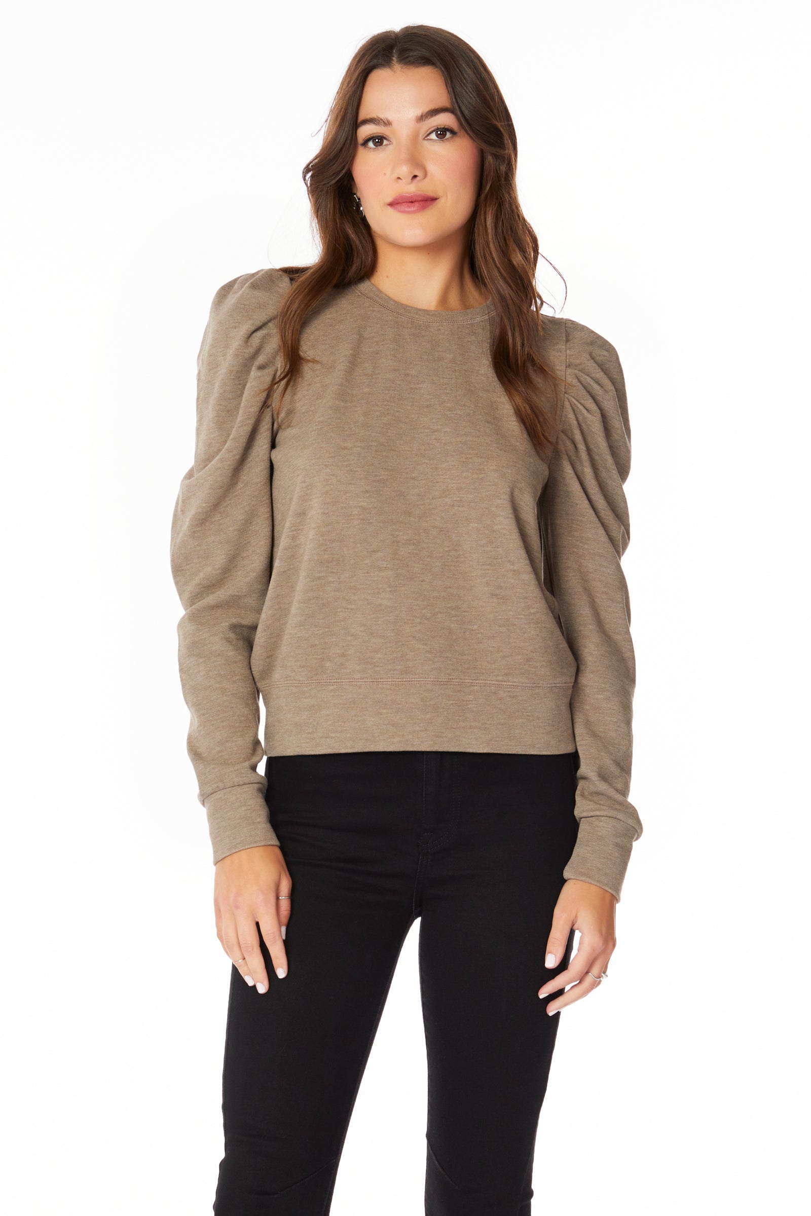 PUFF SLEEVE CREWNECK SWEATSHIRT