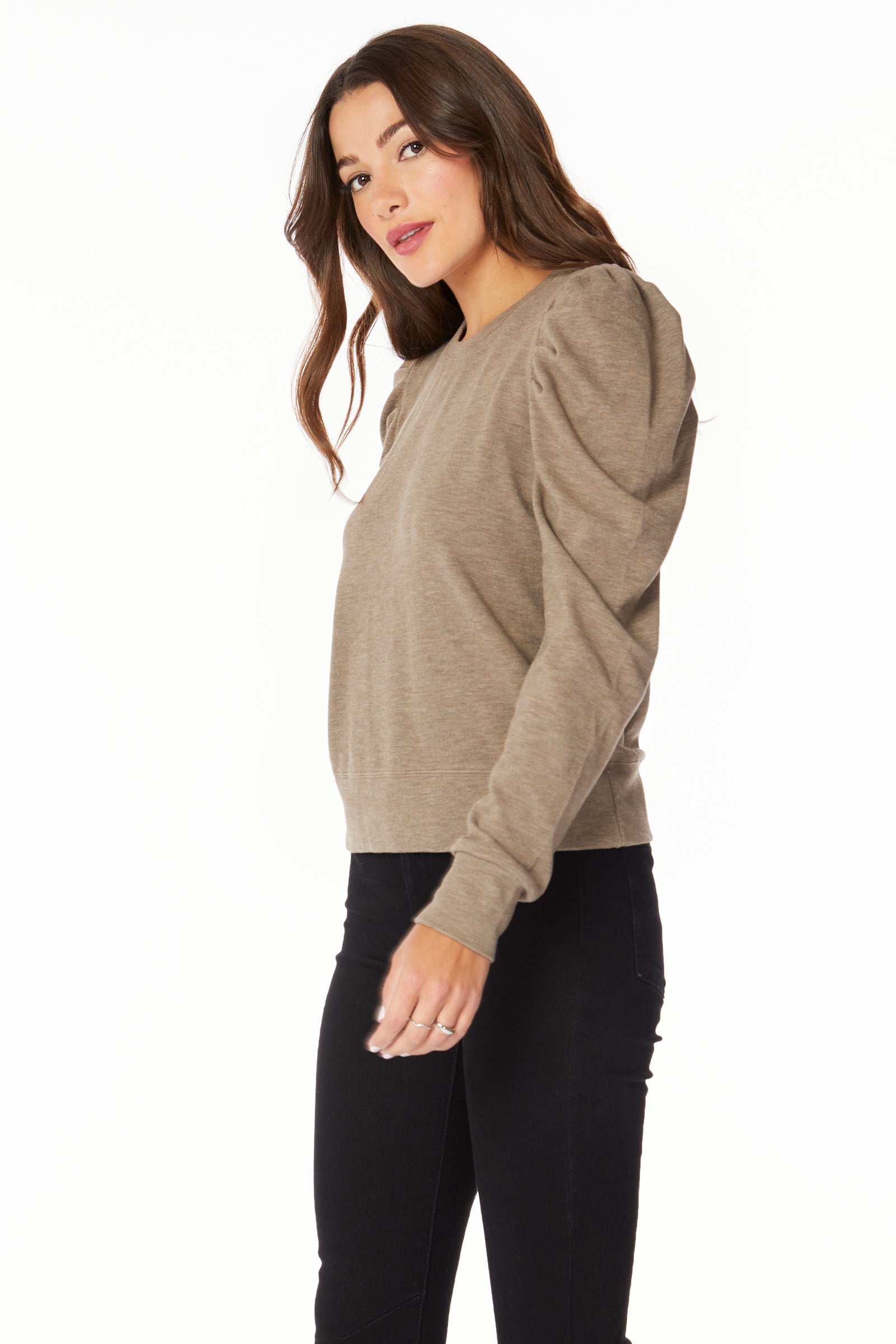 PUFF SLEEVE CREWNECK SWEATSHIRT