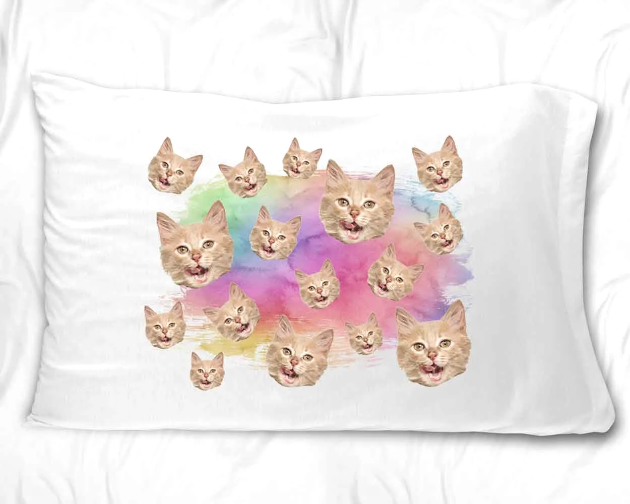 Rainbow All Over Face Photo Pillowcase - Upload a Photo