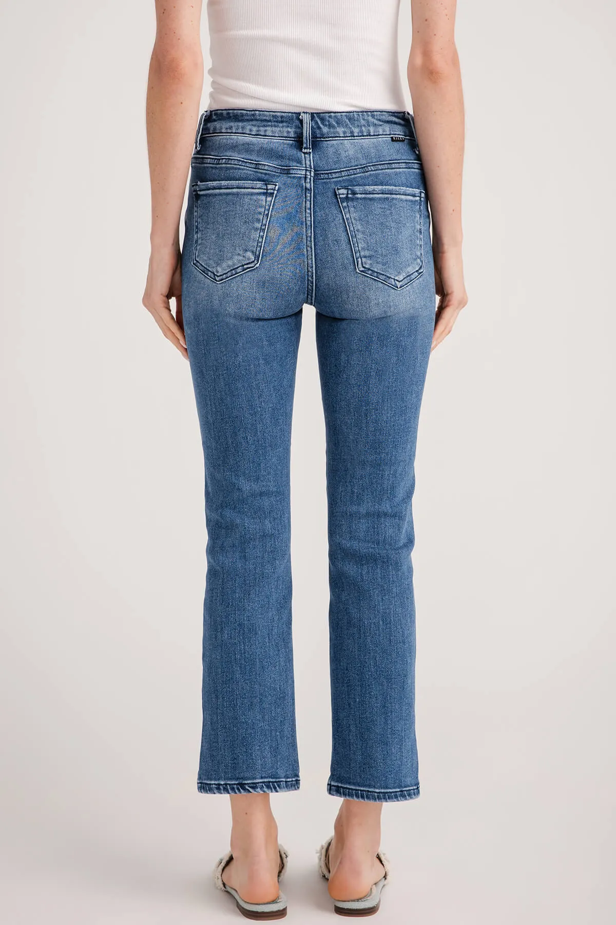 Risen Blair Mid Rise Slim Side Slit Straight Leg Jeans