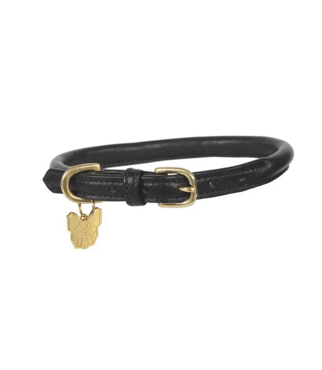 Rolled leather buckle dog collar l neckline: 53cm-58cm black Digby & Fox