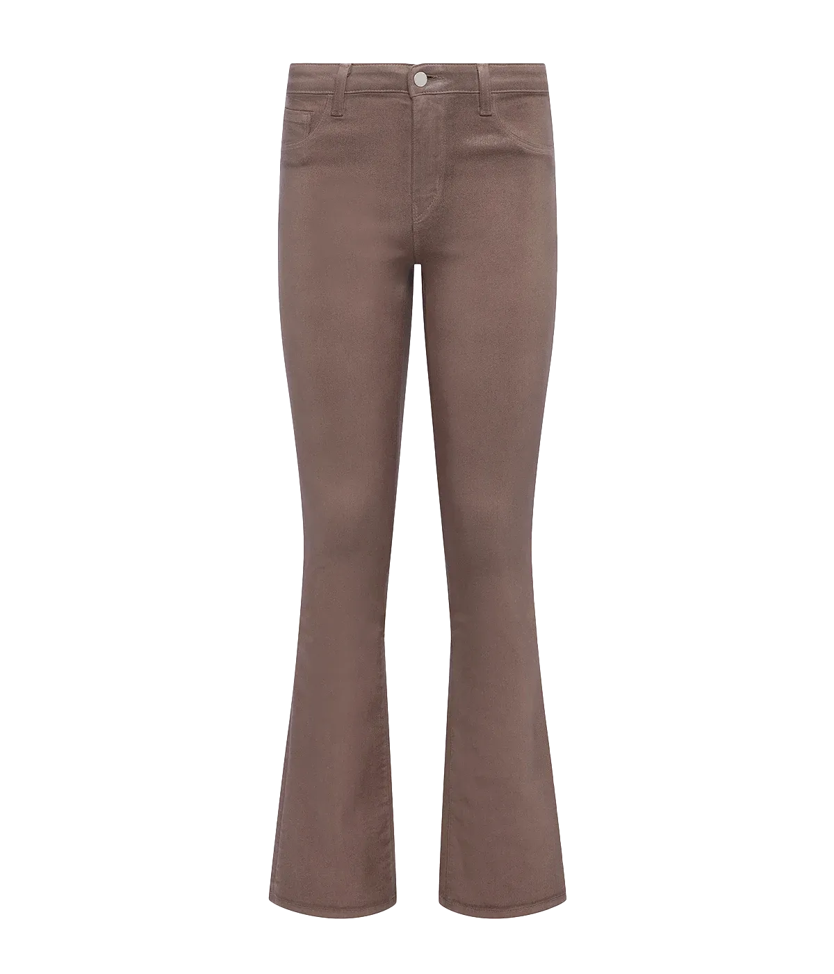 Selma High Rise Sleek Baby Boot Pant in Deep Taupe Coated