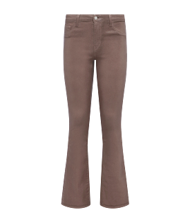 Selma High Rise Sleek Baby Boot Pant in Deep Taupe Coated