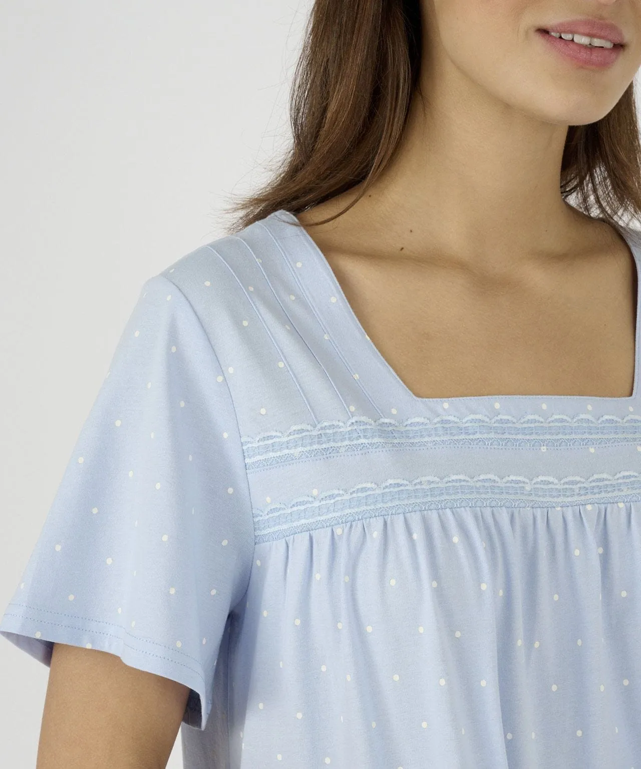 Short Sleeved Dot Print Nightdress