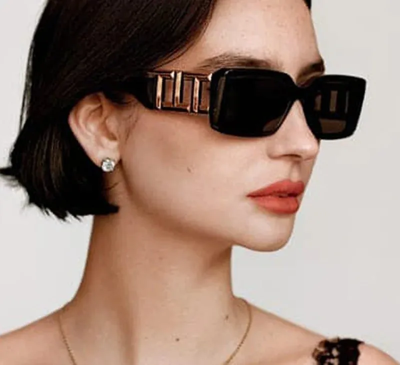 Small Rectangle Women Punk Luxury Vintage Shades Eyewear UV400 Sunglasses