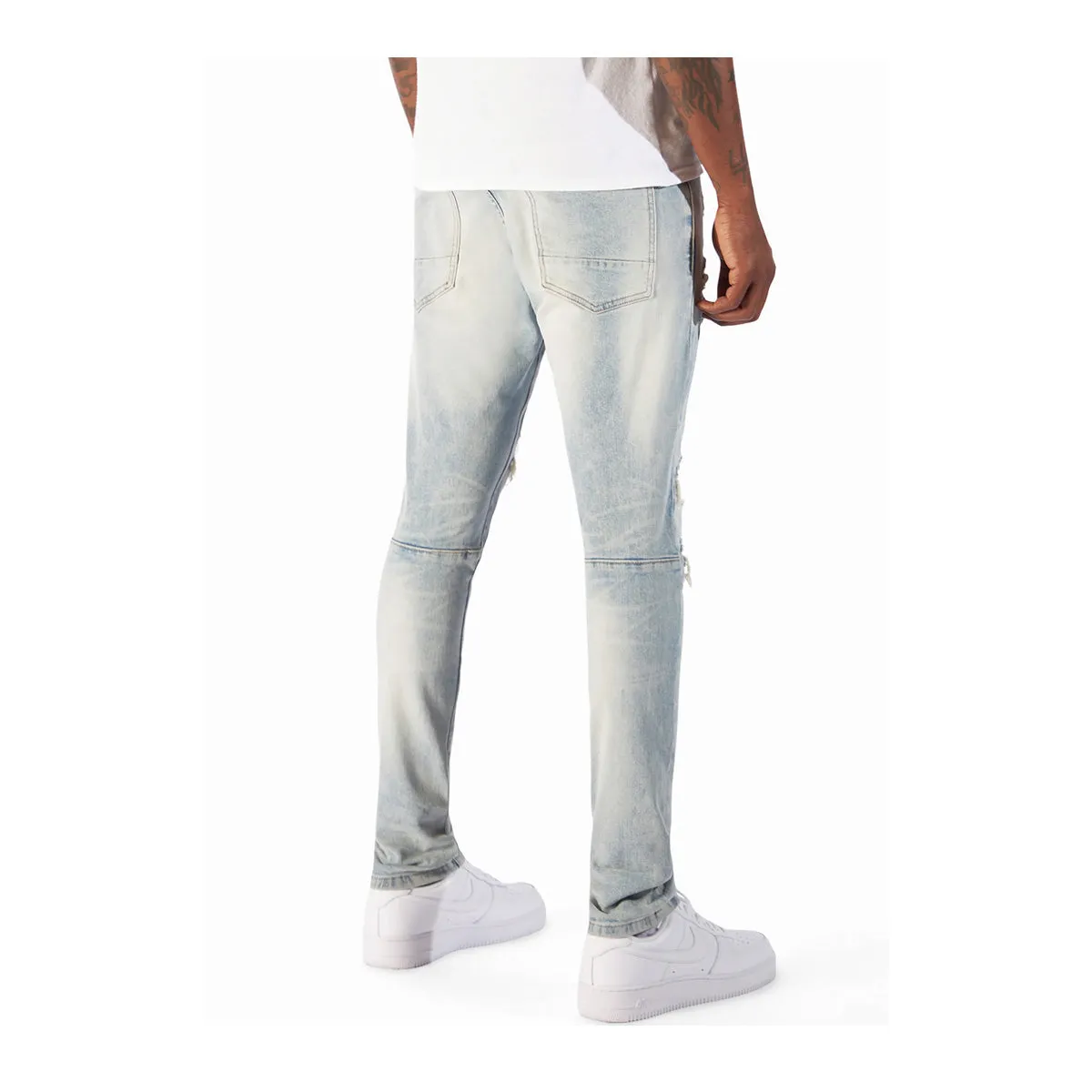 Smoke Rise Mens Big And Tall - Rip & Repaired Color Slim Fit Jeans JP23532 Natick Blue