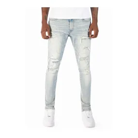 Smoke Rise Mens Big And Tall - Rip & Repaired Color Slim Fit Jeans JP23532 Natick Blue