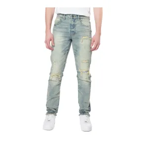 Smoke Rise Mens Wave Effect Slim Fit Jeans JP24108-X81 Mechanical Blue