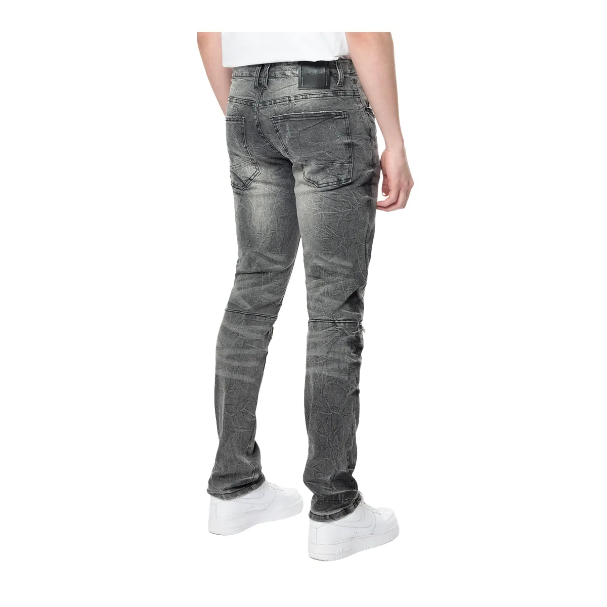 Smoke Rise Mens Wave Effect Slim Fit Jeans JP24108-X90 Eris Grey