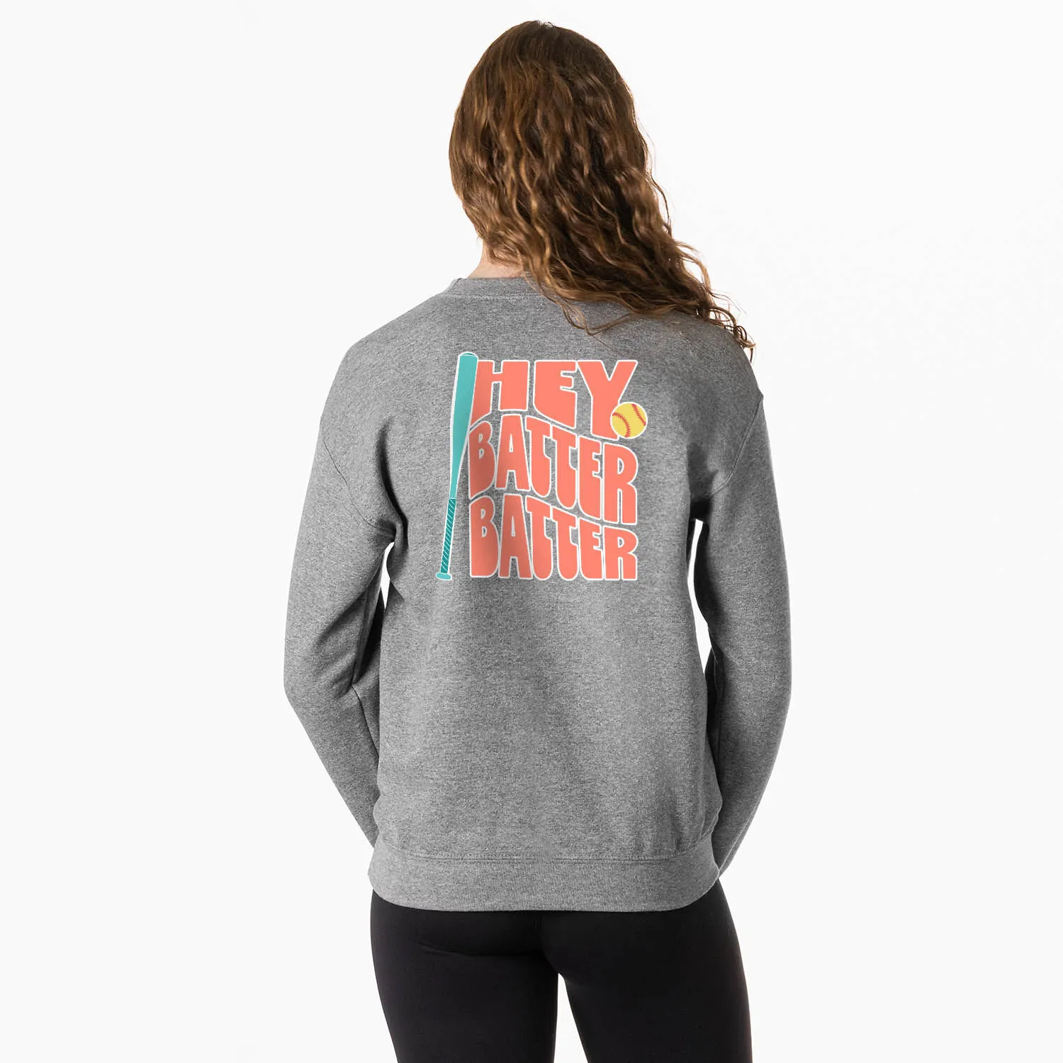 Softball Crewneck Sweatshirt - Hey Batter Batter (Back Design) 