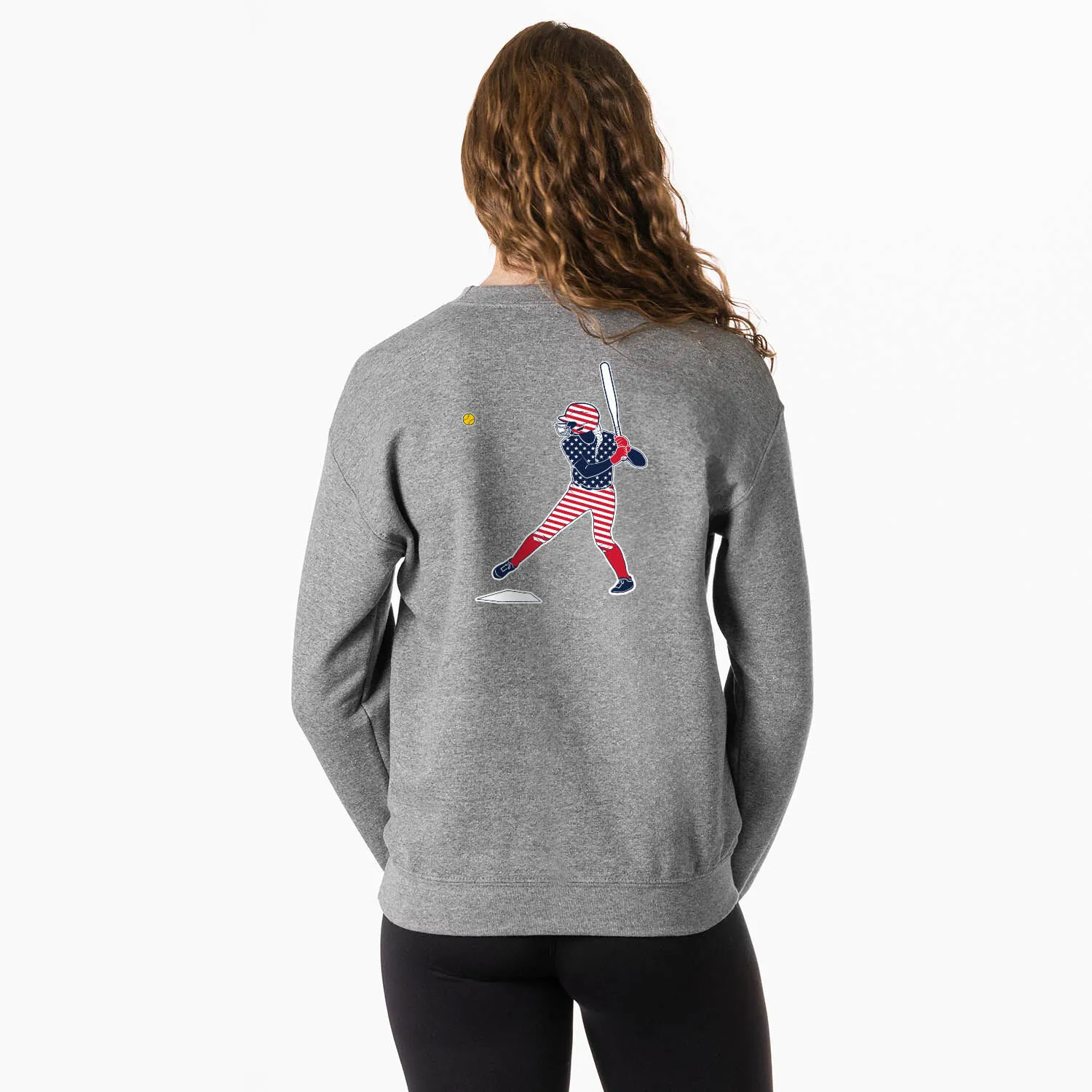 Softball Crewneck Sweatshirt - Softball Star (Back Design) 