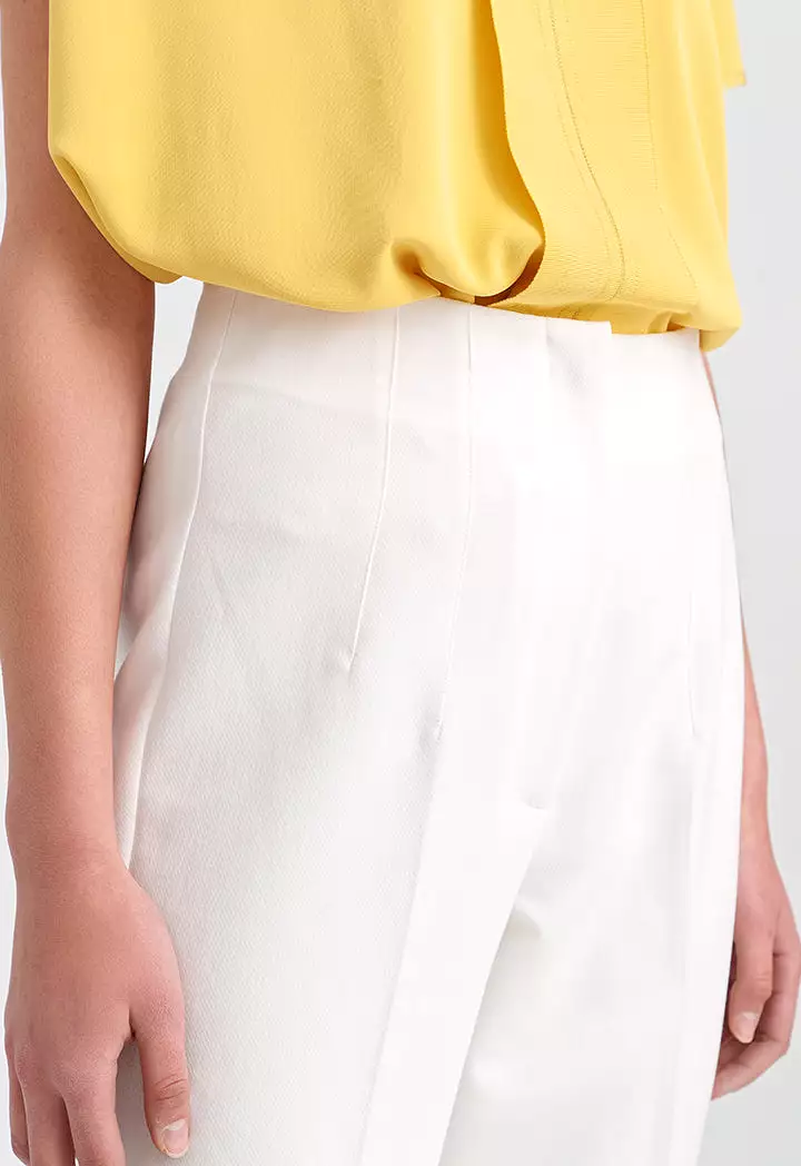 Solid Trouser With Pleats At Waist