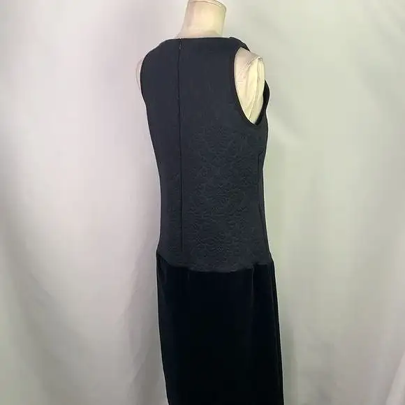 SpaceStyleConcept black textured with velvet drop waist midi dress