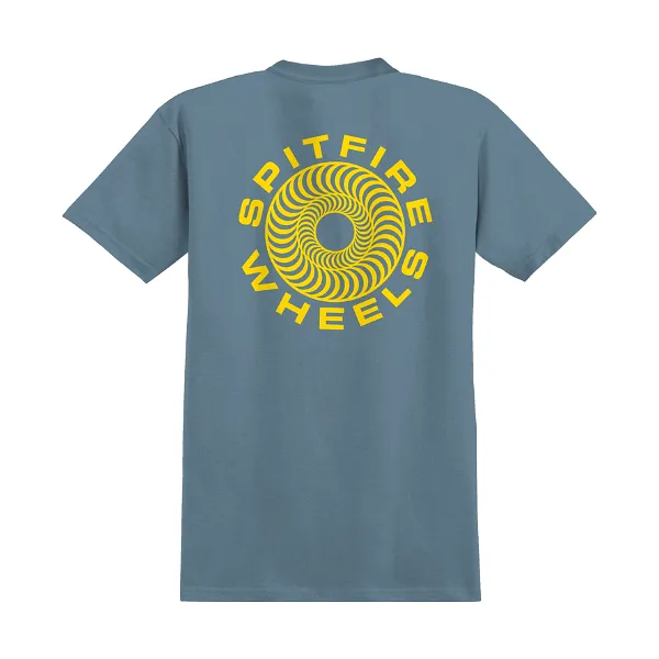 Spitfire Classic 87' Swirl T-Shirt - Stone Blue/Yellow