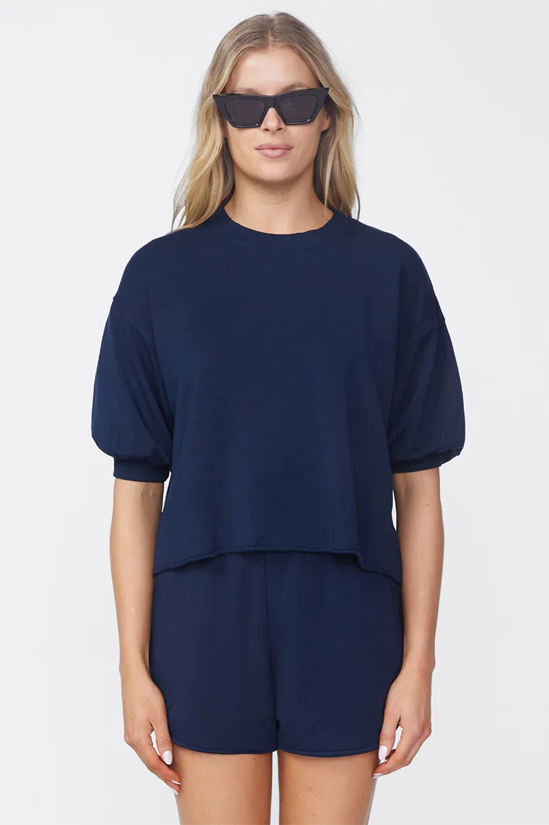 Stateside - Softest Fleece Puff Sleeve Pullover - New Navy