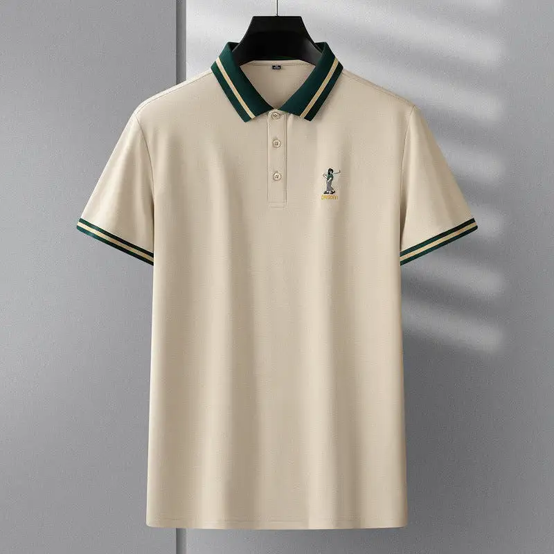 Summer men's embroidered short-sleeved polo shirt