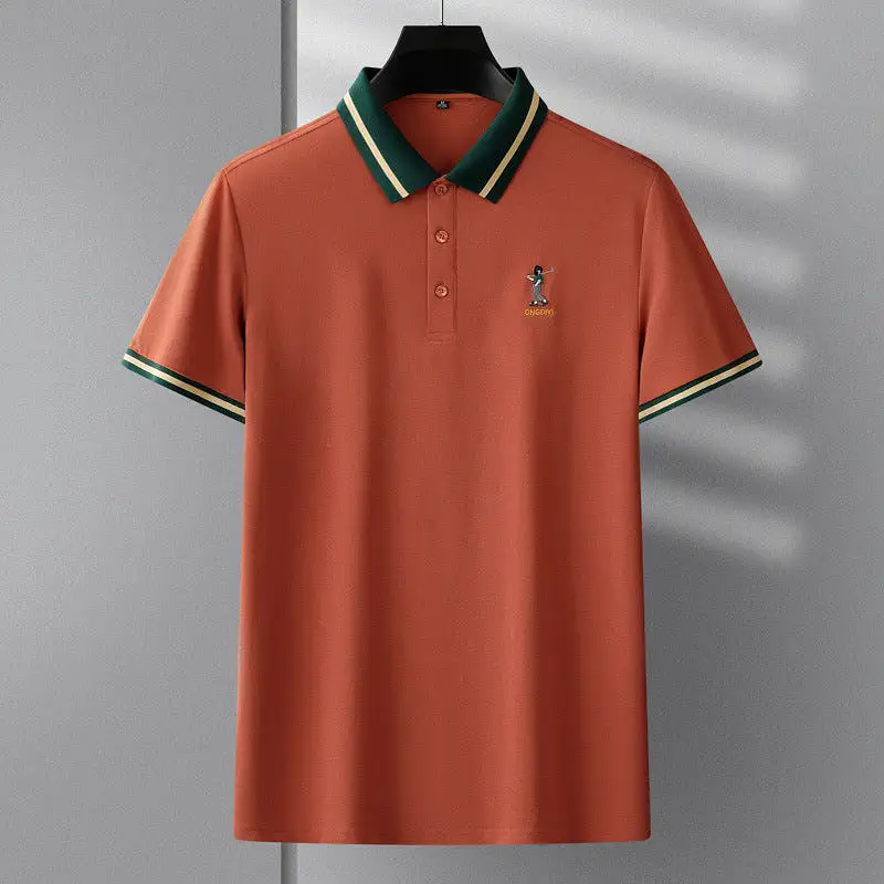 Summer men's embroidered short-sleeved polo shirt