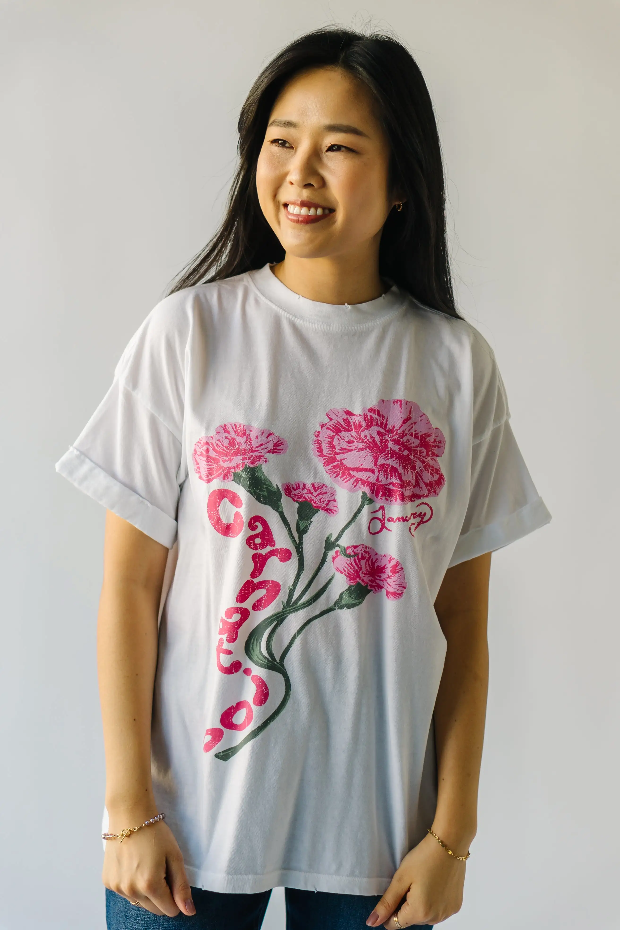 The January Carnation Tee in Vintage White