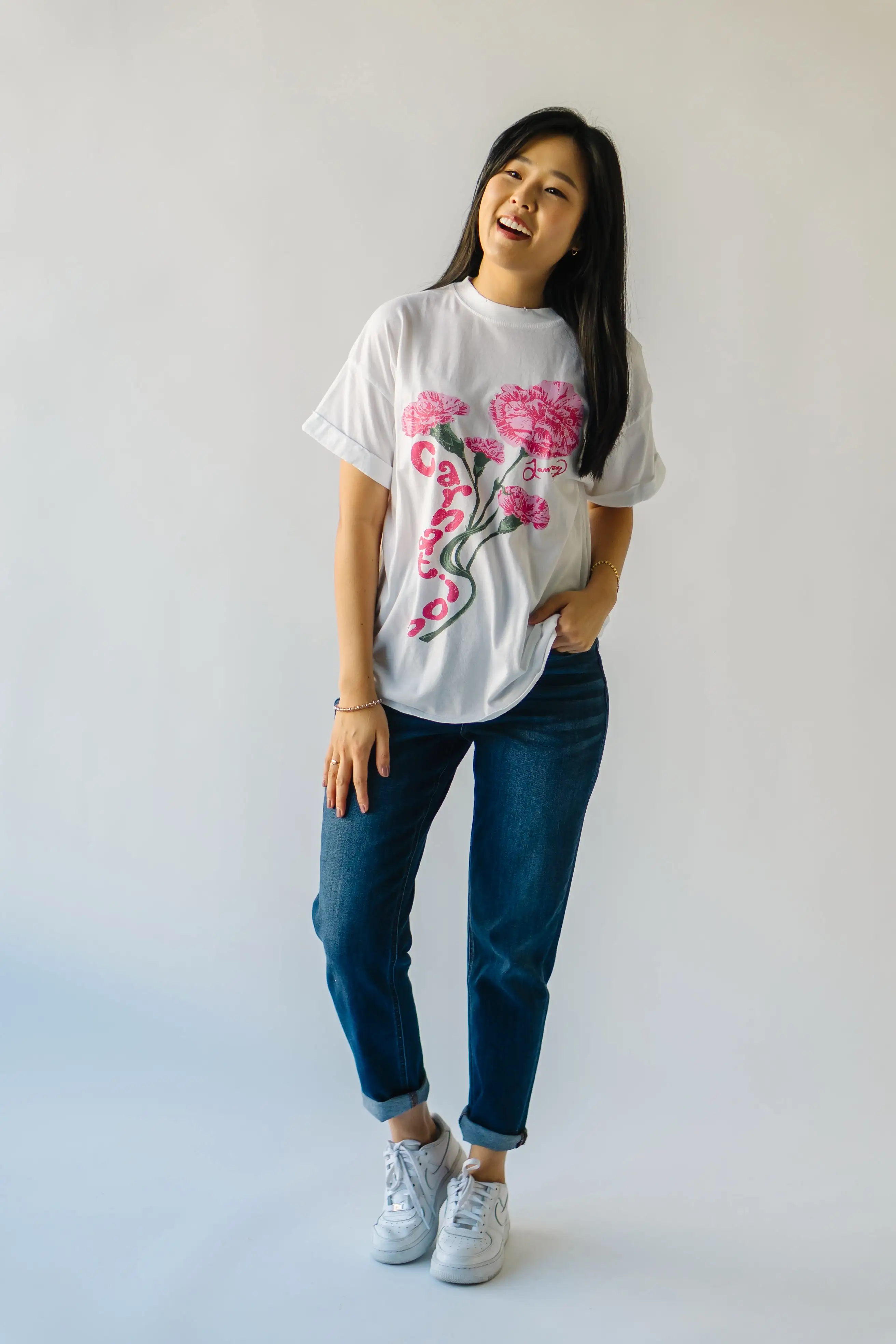 The January Carnation Tee in Vintage White