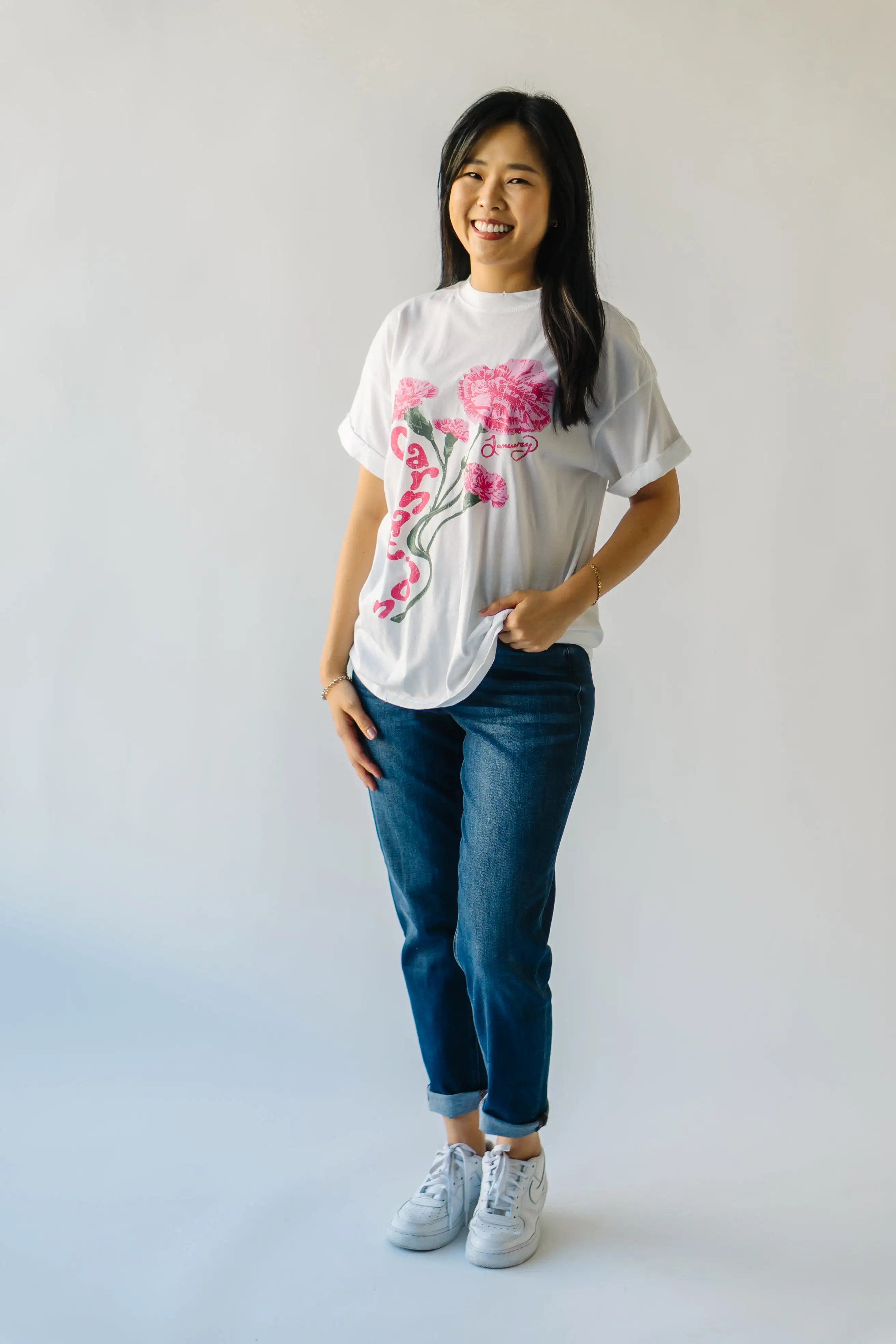 The January Carnation Tee in Vintage White