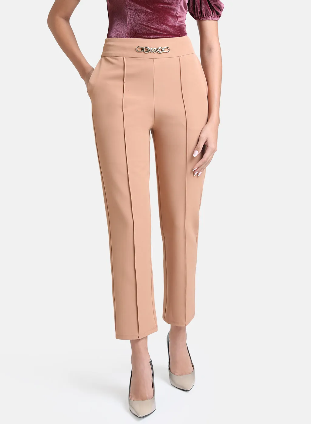 Trouser With Metal Trim At Waist