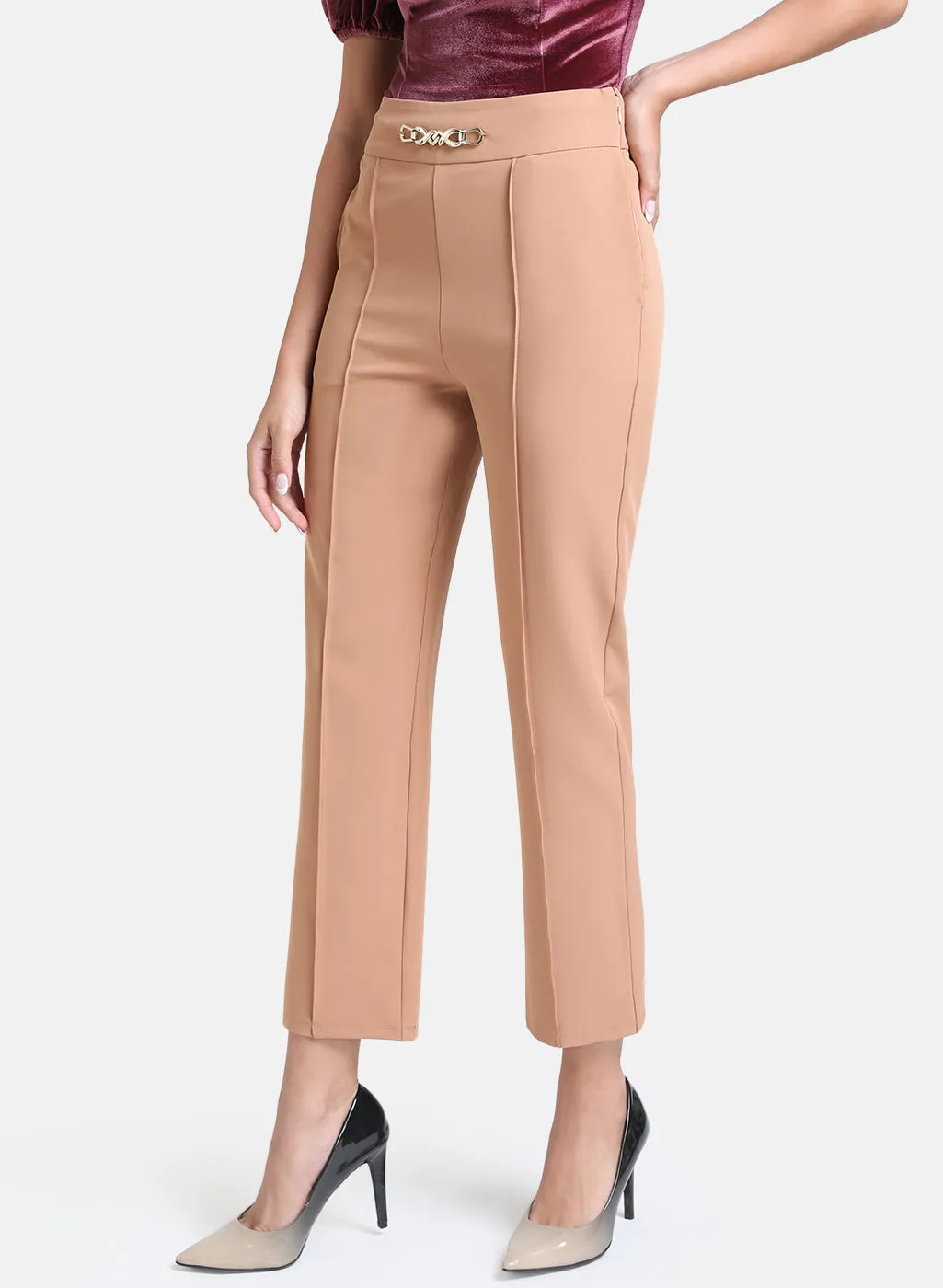 Trouser With Metal Trim At Waist