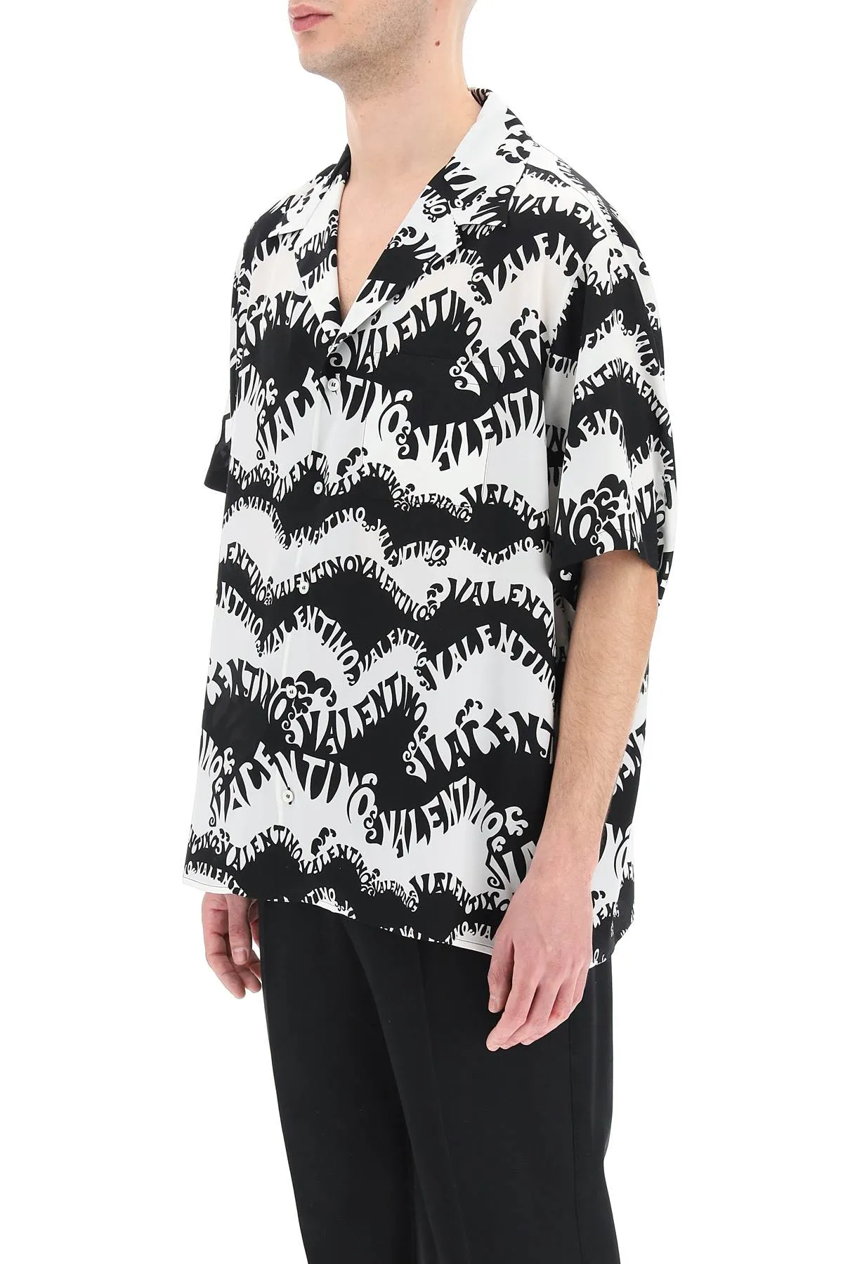 Valentino All-Over Logo Printed Short-Sleeved Shirt