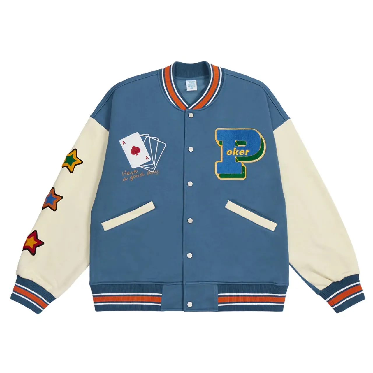 Varsity Jacket with 'Lucky' Casino Aesthetic Patching