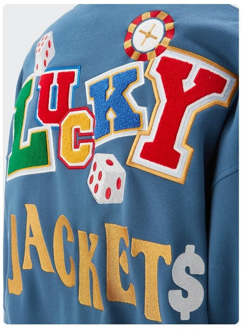 Varsity Jacket with 'Lucky' Casino Aesthetic Patching