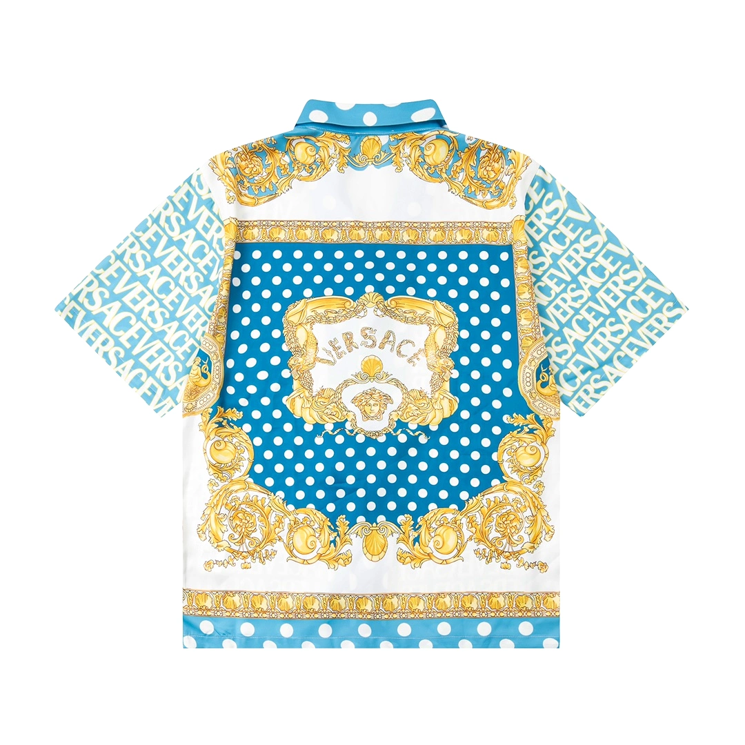 Versace 23ss new Versace Allover polka Dot printed short-sleeved shirt 6.26