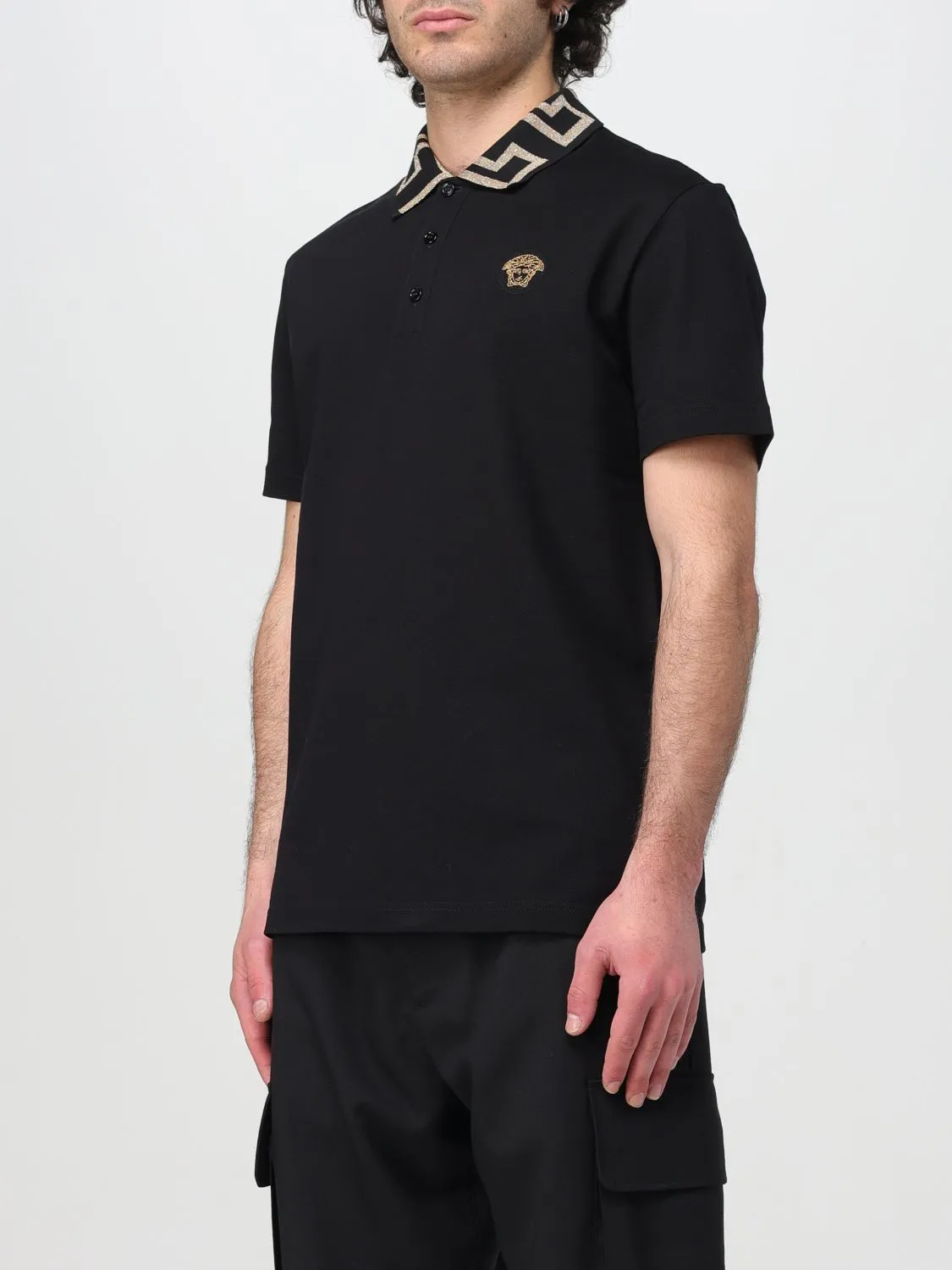 VERSACE  |Greca Short-Sleeved Polo Shirt