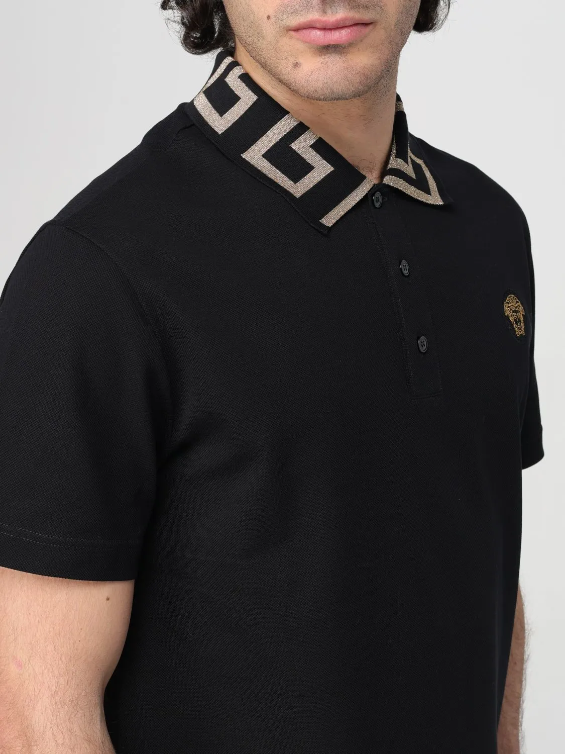 VERSACE  |Greca Short-Sleeved Polo Shirt