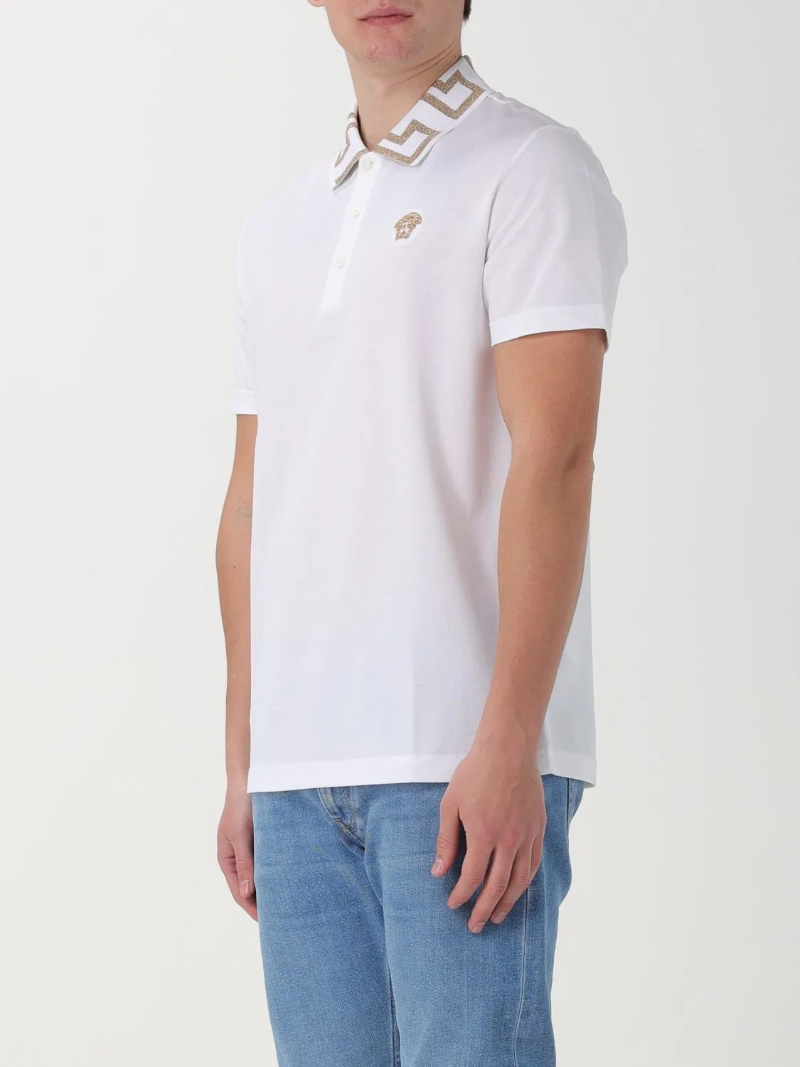 VERSACE  |Greca Short-Sleeved Polo Shirt