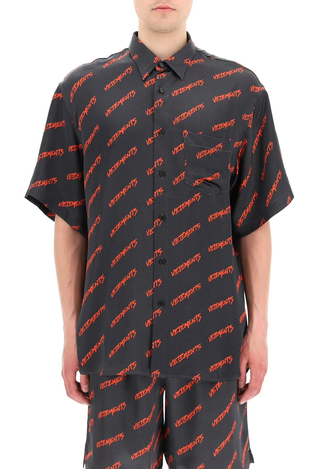 Vetements All-Over Logo Printed Short-Sleeved Shirt