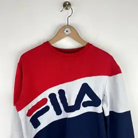 Vintage Embroidered Fila Spellout Sweatshirt (Small)