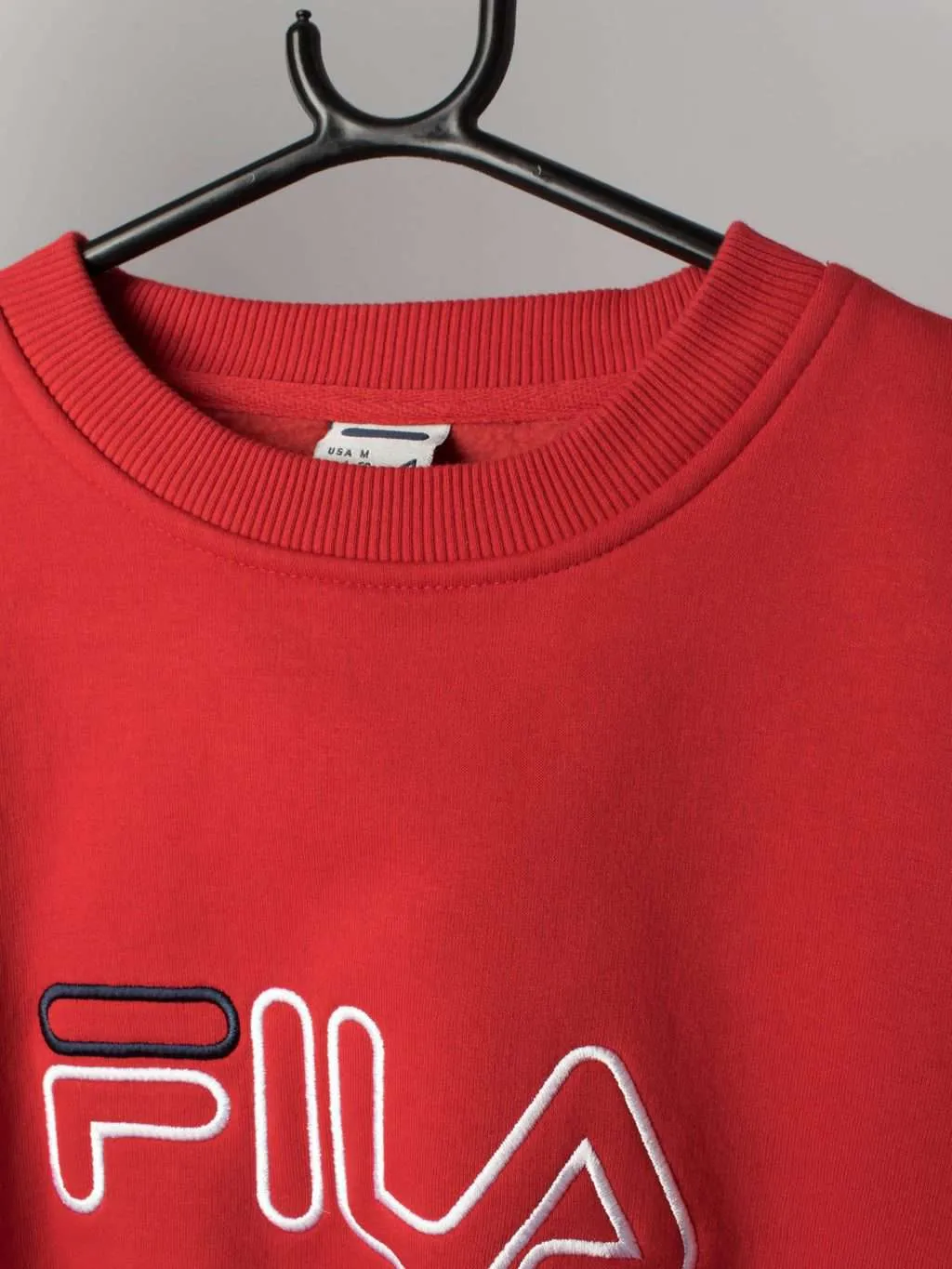 Vintage Fila sweatshirt bright red 90s Y2K spellout logo – Small / Medium