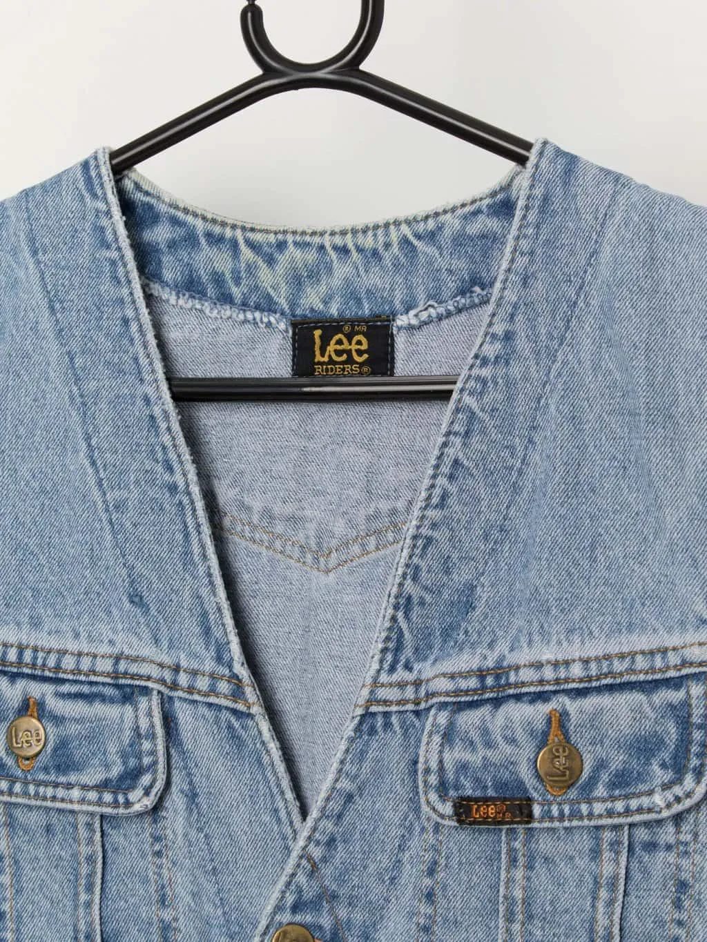 Vintage Lee Riders denim vest in stonewashed blue – Small / Medium