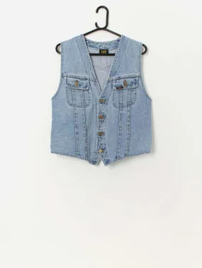 Vintage Lee Riders denim vest in stonewashed blue – Small / Medium